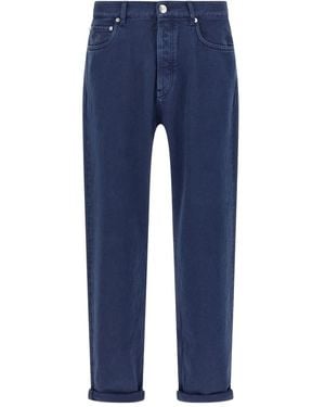 Brunello Cucinelli Jean À Patch Logo - Bleu