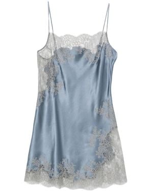 Carine Gilson Vestido De Noche Con Ribete De Encaje - Azul