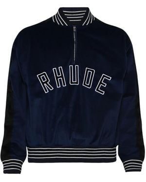Rhude Quarter-Zip Varsity Jacket - Blue