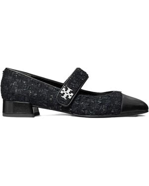 Tory Burch Tweed Cap-toe Ballet Flats - ブラック