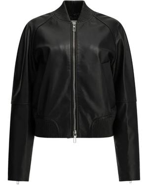 Max Mara Amour Ribbed-Trim Leather Jacket - Black