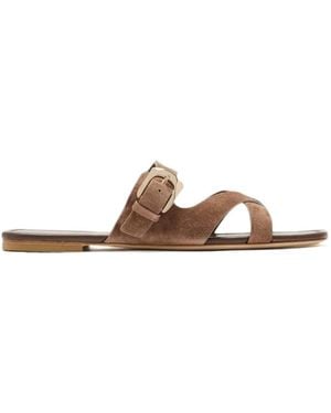 Stuart Weitzman Buckle-Fastening Crossover Sandals - Brown