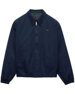 Prada Embroidered-Logo Zip-Up Jacket - Blue
