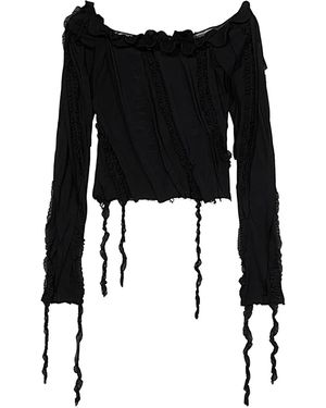 Blumarine Off-Shoulder Ruffled Top - Black