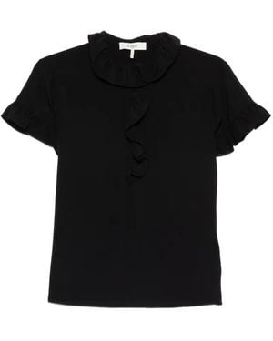 Chloé Short-Sleeve Ruffle Blouses - Black
