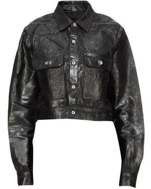 Rick Owens Cape Sleeve Cropped Outershirt - Black