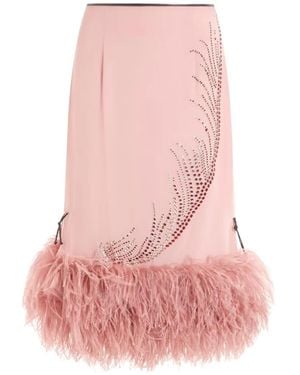 16Arlington Merrow Feather Embellished Midi Skirt - Pink