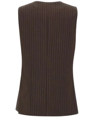 Marella Ranghi Pinstripe Knitted Gilet - Brown