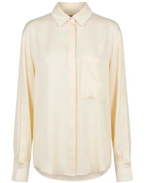 Moorer Button-Sleeve Chest-Pocket Shirt - White