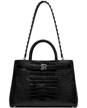 John Richmond Croc-Effect Logo-Plaque Tote Bag - Black