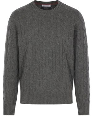 Brunello Cucinelli Cable-Knit Cashmere Jumper - Grey