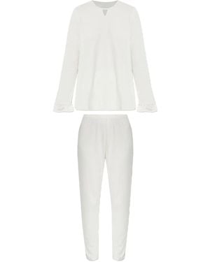 Hanro Keyhole-neck Ruffled Pyjamas (set Of Two) - ホワイト