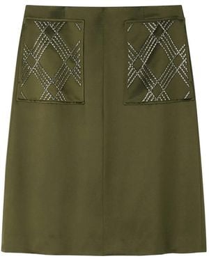 Shanghai Tang Bead-Embellished Midi Skirt - Green
