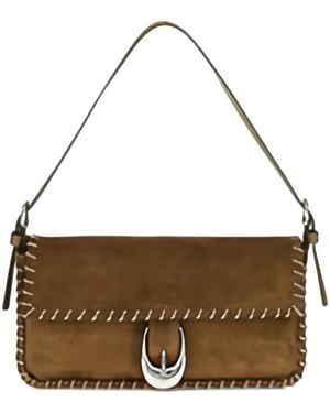 STAUD Harlow Whipstitch-Trim Shoulder Bag - Brown