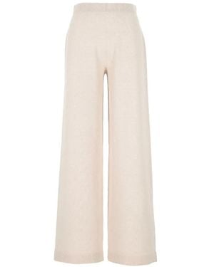 D.exterior Fine-Knit Wide-Leg Trousers - White