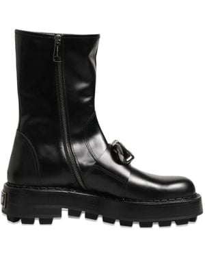 Dolce & Gabbana Bikerstiefel Mit Dg-Logo - Schwarz