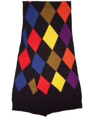 La DoubleJ Argyle-Check Knitted Scarf - Black