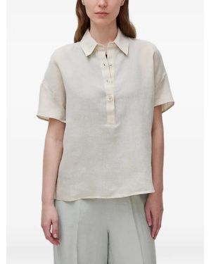 Benetton Short-Sleeve Linen Polo Shirt - Grey