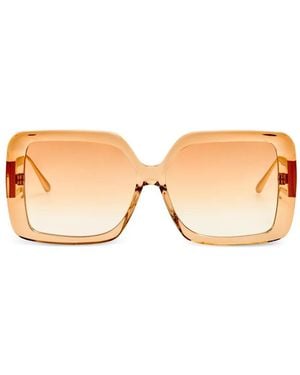 Linda Farrow Macy Square-Frame Sunglasses - Natural