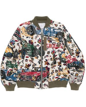 Sacai Tropical-Print Jacket - Grey