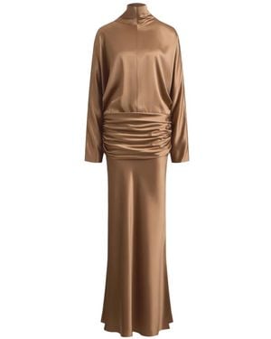 12 STOREEZ Drapiertes Kleid Mit Langen Ärmeln - Natur