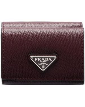 Prada Snap Triangle Leather Wallet - Purple