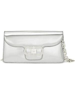 Ferragamo Pochette À Ornements En Cristal Format Mini - Blanc