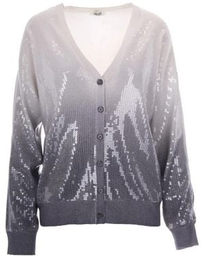 Liu Jo Sequin-Embellished Ombre Cardigan - Gray