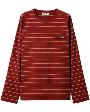 Miu Miu Longsleeve Aus Baumwolle - Rot