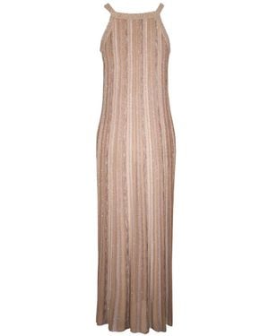 D.exterior Sequin-Embellished Striped Dress - Natural