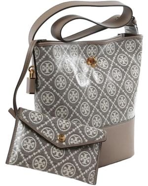 Tory Burch T Monogram Bucket Bag - Grey