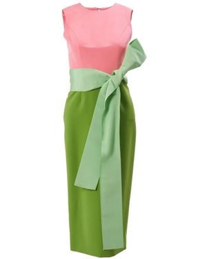 Carolina Herrera Color-Blocked Midi Dress With Sash - Green