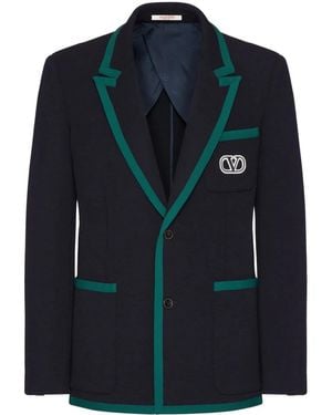 Valentino Garavani Vlogo Signature Single-Breasted Blazer - Blue