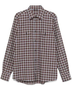 Peserico Checked Shirt - Brown