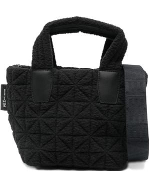 VEE COLLECTIVE Mini Vee Sherpa Quilted Tote Bag - Black