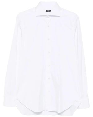 Barba Napoli Spread-Collar Long-Sleeve Shirt - White