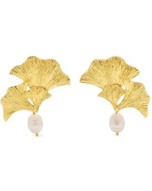 LYNYER Enchanted Flora Pearl Earrings - Metallic