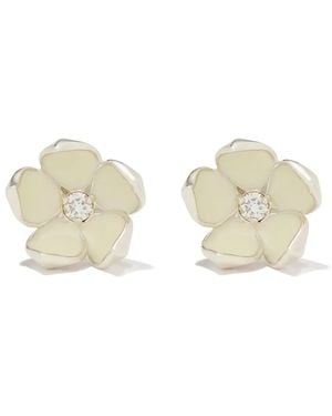 Shaun Leane Pendientes Cherry Blossom Grandes Con Diamante En Plata - Neutro