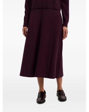 Chinti & Parker A-Line Knitted Midi Skirt - Purple