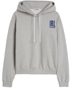 Jil Sander Logo-Print Jersey Hoodie - Grey
