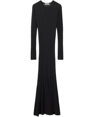 Maison Kitsuné Sparkly Ribbed-Knit Long-Sleeve Maxi Dress - Black
