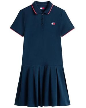 Tommy Hilfiger Robe-Polo Courte Plissée - Blue