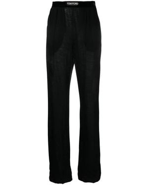 Tom Ford Logo-Waistband Cashmere Track Trousers - Black