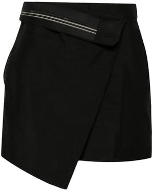 Fendi Folded-Waist Wrap Shorts - Black