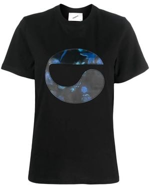 Coperni Flower-Print Logo T-Shirt - Black