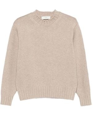 DUNST Ribbed-Trim Long-Sleeve Sweater - Natural