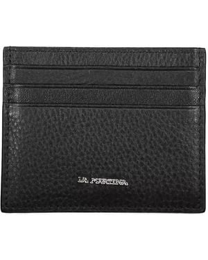La Martina Logo-Plaque Leather Card Holder - Black