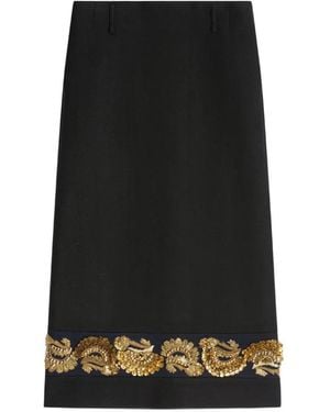 Dries Van Noten Long Embroidered Wool Skirt - Black