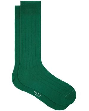 Paul Smith Ribbed Cotton-Blend Socks - Green