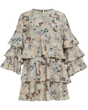 Munthe Brazos Ruffled Floral-Print Mini Dress - White
